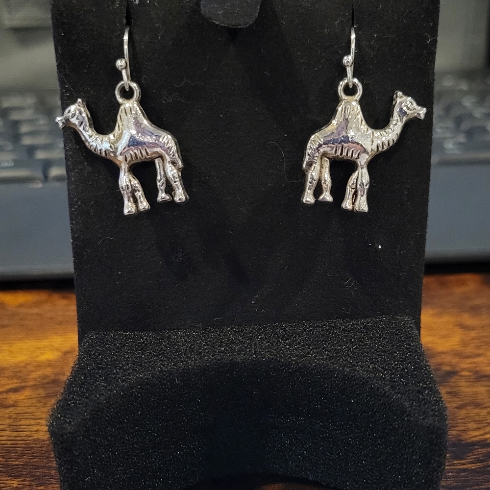 Handmade Silver Camel Dangle Earrings